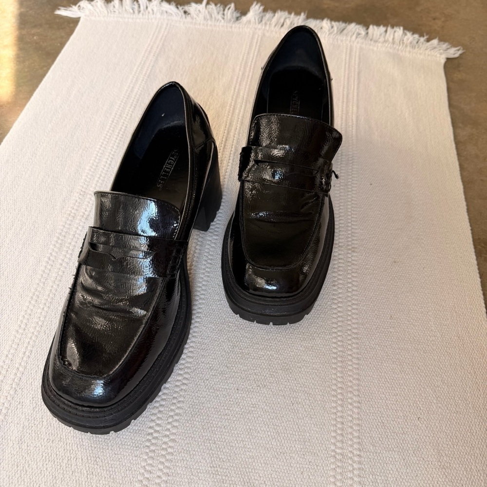 Seychelles Black Patent Chunky Lug Sole Loafers Platform Heels Women’s 11 - Picture 6 of 12